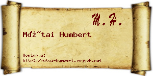 Mátai Humbert névjegykártya